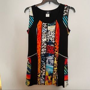 Libra dress size L sleeveless polyester/spandex black and multicolored